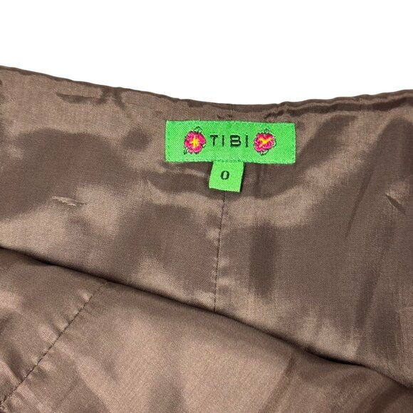 Tibi Embroidered Tweed Mid Skirt Sz S Tan Wool Blend A-Line Retro Cottage Twee - Picture 6 of 10